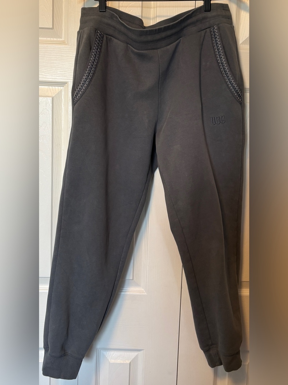 UGG Tasman Jogger Sweatpants Charcoal Gray Embroidered Braid Trim XLarge XL